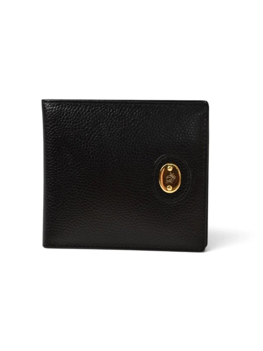 Dior Wallet Vintage Bifold Folded Leather Black